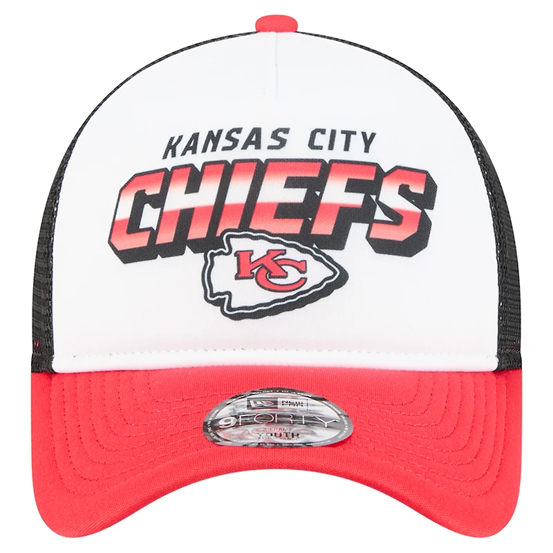Casquette ajustable New Era blanche Kansas City Chiefs 9FORTY A-Frame pour enfant d'âge préscolaire