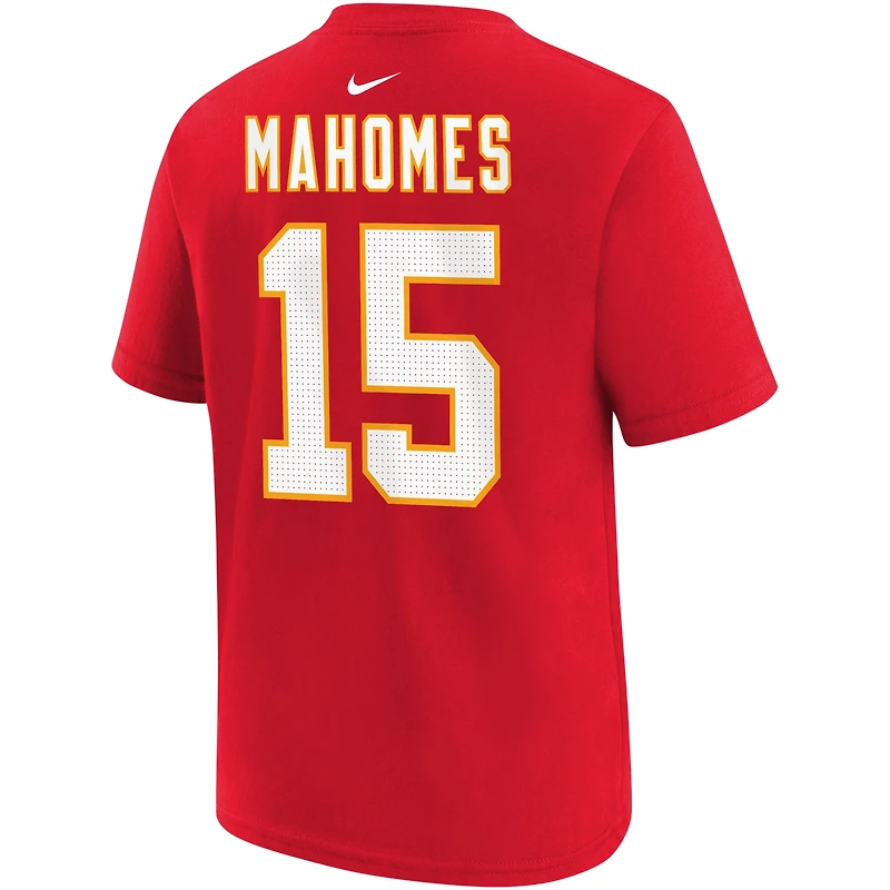 T-shirt Nike pour enfant d'âge préscolaire, à l'effigie de Patrick Mahomes, joueur des Kansas City Chiefs, avec son nom et numéro.