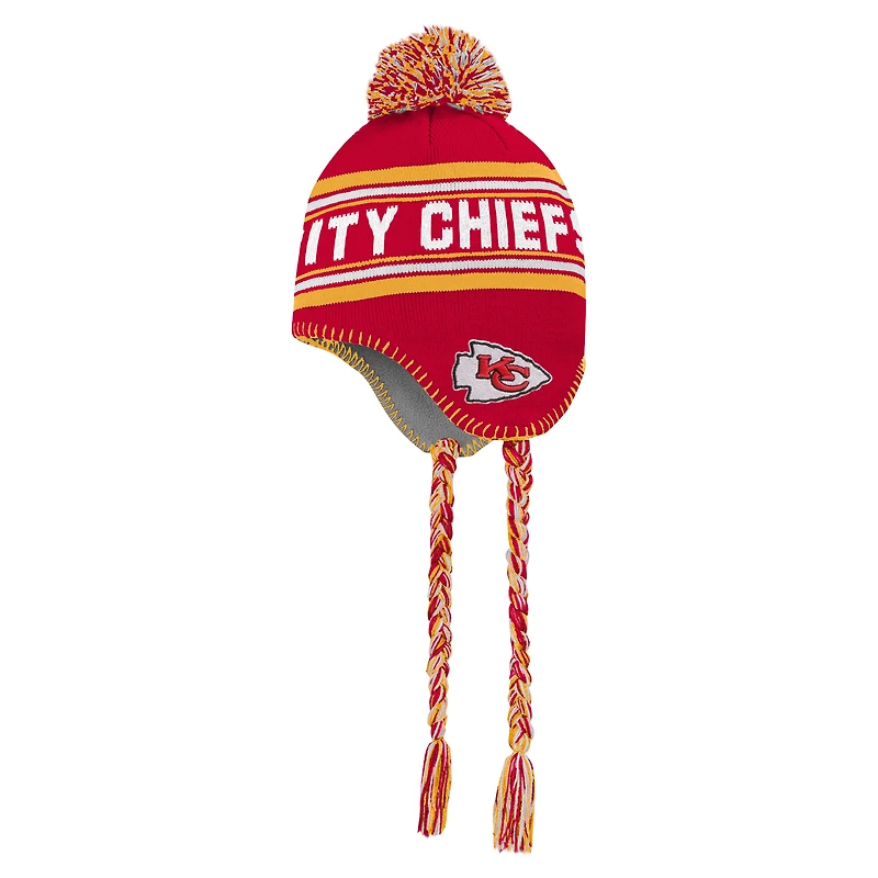 Bonnet en tricot à pompon en jacquard rouge Kansas City Chiefs pour enfants d'âge préscolaire