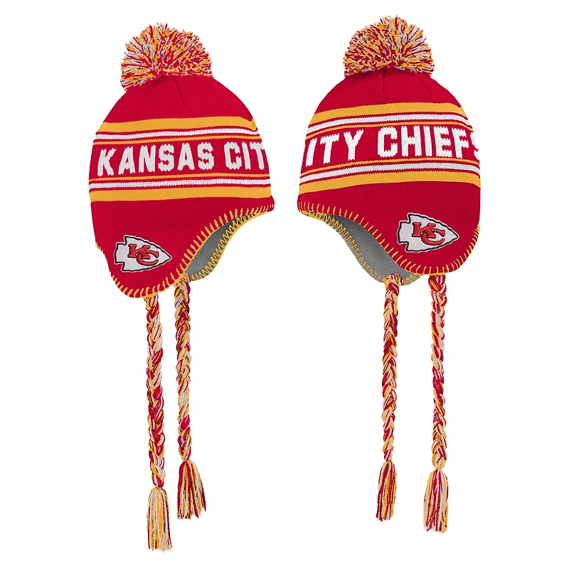 Bonnet en tricot à pompon en jacquard rouge Kansas City Chiefs pour enfants d'âge préscolaire