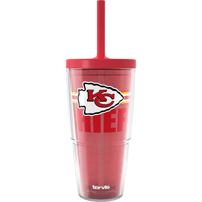 Gobelet classique Tervis Kansas City Chiefs de 24 oz avec couvercle à paille Go the Distance