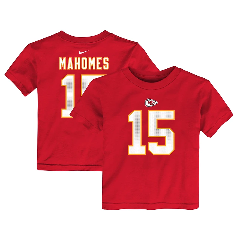 T-shirt Nike pour enfant en bas âge, modèle Patrick Mahomes rouge, Kansas City Chiefs, avec nom et numéro du joueur