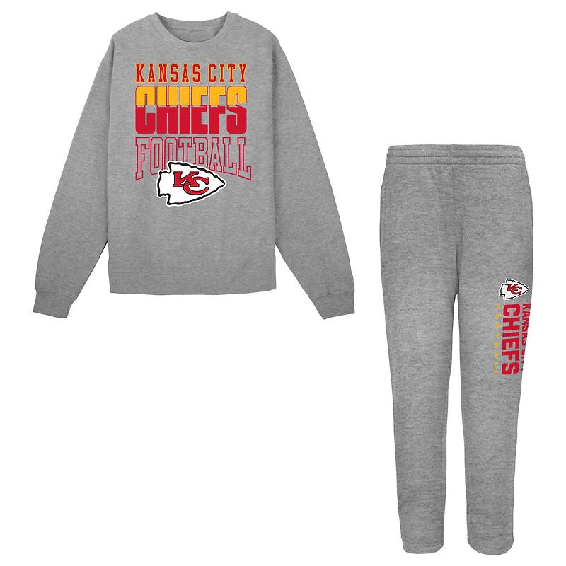 Toddler Outerstuff Heather Gray Kansas City Chiefs Crewneck Sweatshirt & Pants Set
