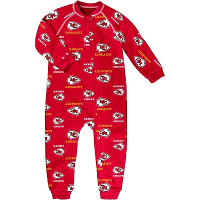 Pull rouge à imprimé intégral Kansas City Chiefs pour tout-petit avec fermeture éclair et raglan