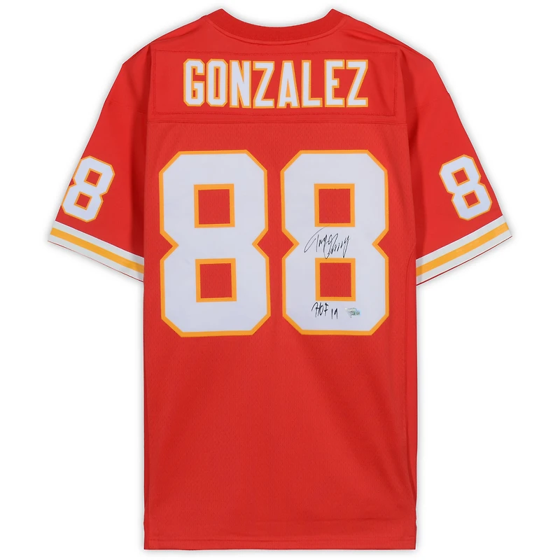 Tony Gonzalez Kansas City Chiefs Autographed Mitchell & Ness Red Replica Jersey with "HOF 19" Inscription