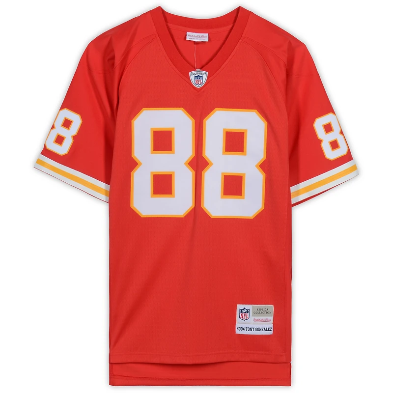 Tony Gonzalez Kansas City Chiefs Autographed Mitchell & Ness Red Replica Jersey with "HOF 19" Inscription