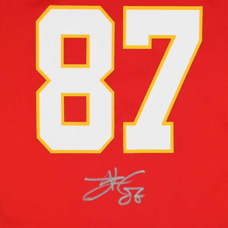 Maillot de match Nike rouge dédicacé par Travis Kelce des Kansas City Chiefs pour le Super Bowl LVII