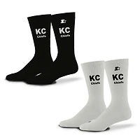 Lot de 2 paires de chaussettes d'assistance unisexes noires/blanches Starter Kansas City Chiefs