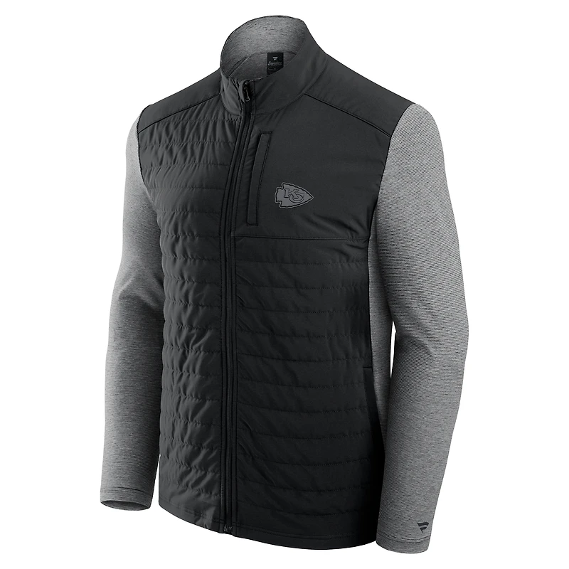 Veste unisexe à fermeture éclair ton sur Front Office Kansas City Chiefs noire/gris chiné Fanatics