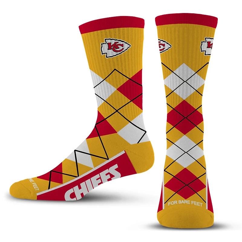 Chaussettes unisexes pour pieds nus Kansas City Chiefs Argyle Fyre Crew