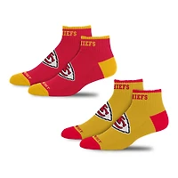 Lot de 2 paires de chaussettes unisexes pour pieds nus, motif Kansas City Chiefs, devant et au centre