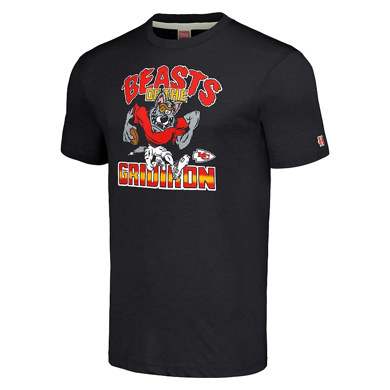 Hommage unisexe Charcoal Kansas City Chiefs Monstres du Gridiron Halloween T-shirt triple mélange