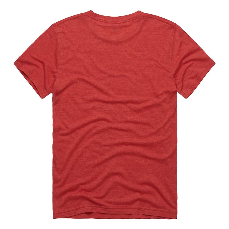 T-shirt unisexe en mélange de trois matières, hommage à Derrick Thomas, Kansas City Chiefs, rouge, inspiré des cartes collectionner NFL Topps.