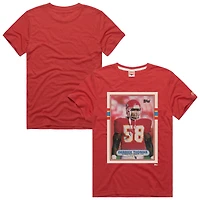 T-shirt unisexe en mélange de trois matières, hommage à Derrick Thomas, Kansas City Chiefs, rouge, inspiré des cartes collectionner NFL Topps.