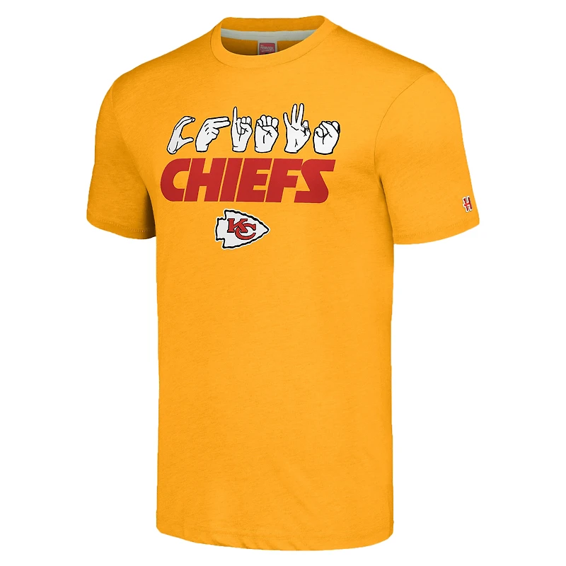T-shirt unisexe hommage doré Kansas City Chiefs en langue des signes américaine