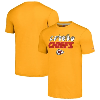 T-shirt unisexe hommage doré Kansas City Chiefs en langue des signes américaine