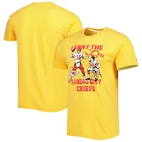 T-shirt unisexe Hommage à Len Dawson, caricature dorée des Chiefs de Kansas City, joueur retraité, en mélange trois matières