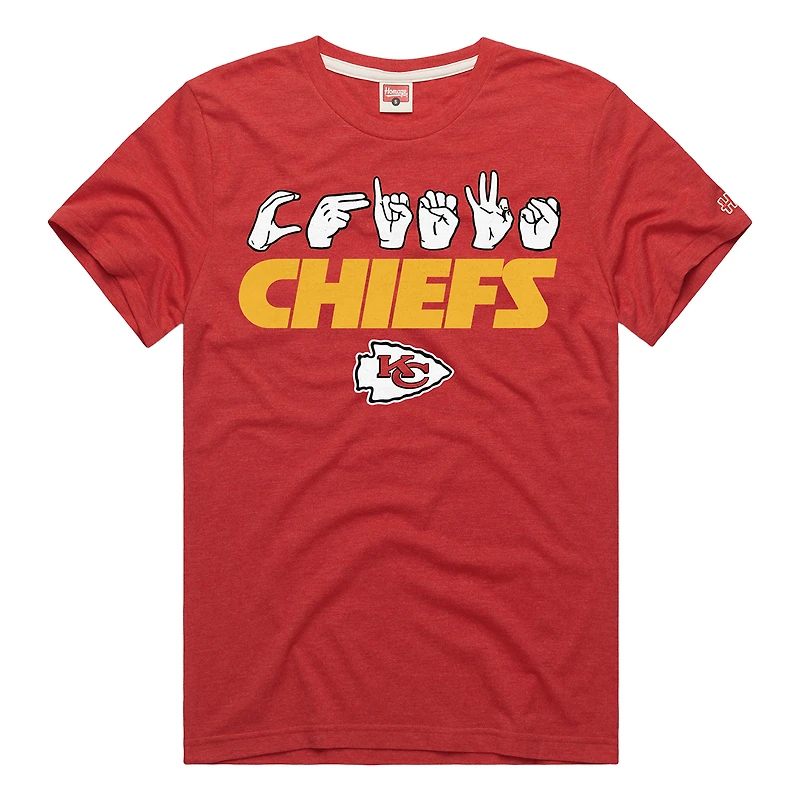 T-shirt unisexe rouge hommage des Chiefs de Kansas City NFL ASL, collection Love Sign, tri-blend