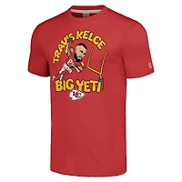 T-shirt unisexe en mélange de trois matières, hommage à Travis Kelce, joueur des Kansas City Chiefs, rouge, caricature du