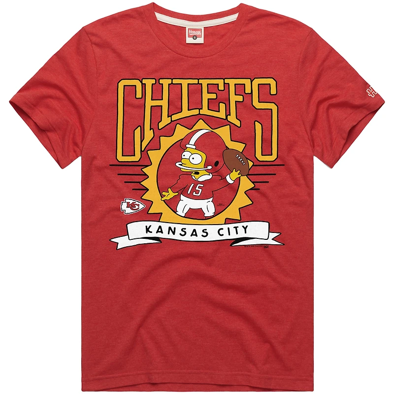 T-shirt unisexe rouge Homage x The Simpsons, tri-blend, Kansas City Chiefs