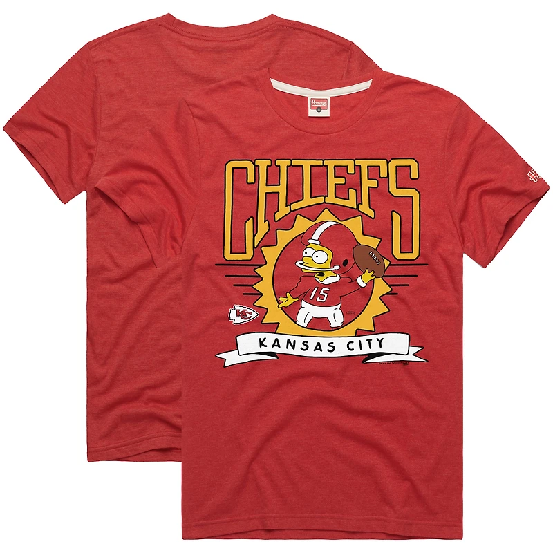 T-shirt unisexe rouge Homage x The Simpsons, tri-blend, Kansas City Chiefs