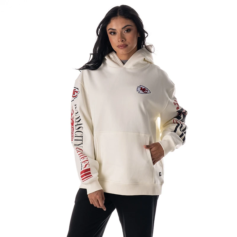 Sweat à capuche unisexe en polaire manches longues The Wild Collective crème des Kansas City Chiefs