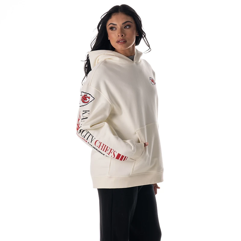 Sweat à capuche unisexe en polaire manches longues The Wild Collective crème des Kansas City Chiefs