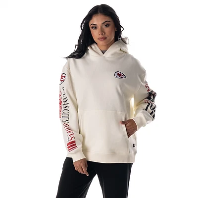 Sweat à capuche unisexe en polaire manches longues The Wild Collective crème des Kansas City Chiefs