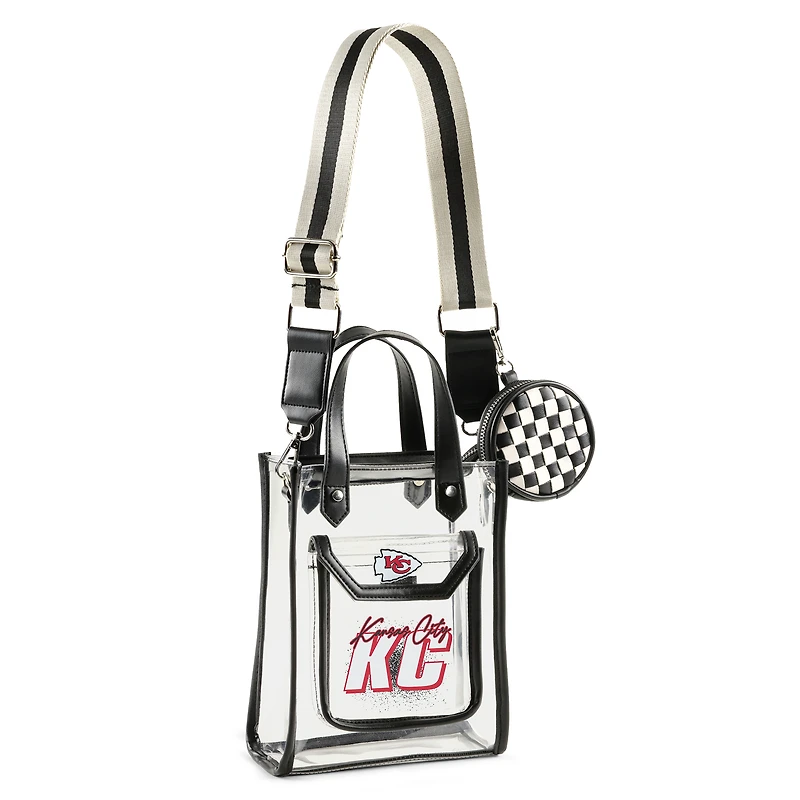 WEAR by Erin Andrews Sac à bandoulière transparent Kansas City Chiefs Stadium avec pochette à monnaie