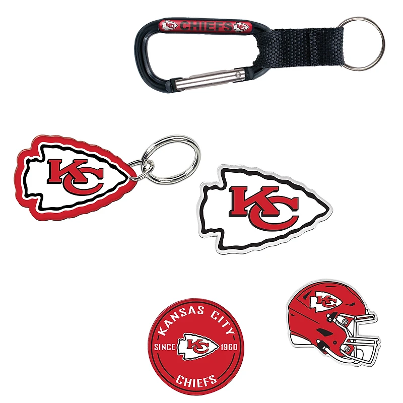 Lot de 5 porte-clés et aimants pour réfrigérateur WinCraft Kansas City Chiefs