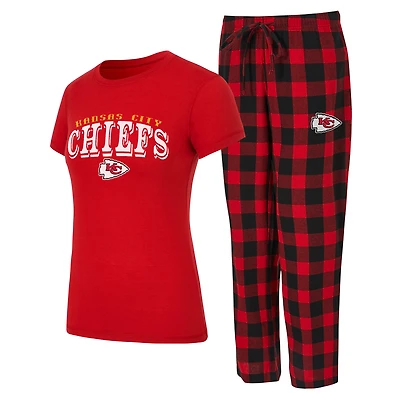 Women's Concepts Sport  Red/Black Kansas City Chiefs Avondale T-Shirt & Pants Flannel PJ Set