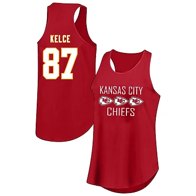 Women's Fanatics Travis Kelce Red Kansas City Chiefs Plus Name & Number Tank Top