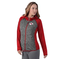 Veste zippée entièrement MSX by Michael Strahan pour femme Kansas City Chiefs Leslie Space Dyed Raglan rouge