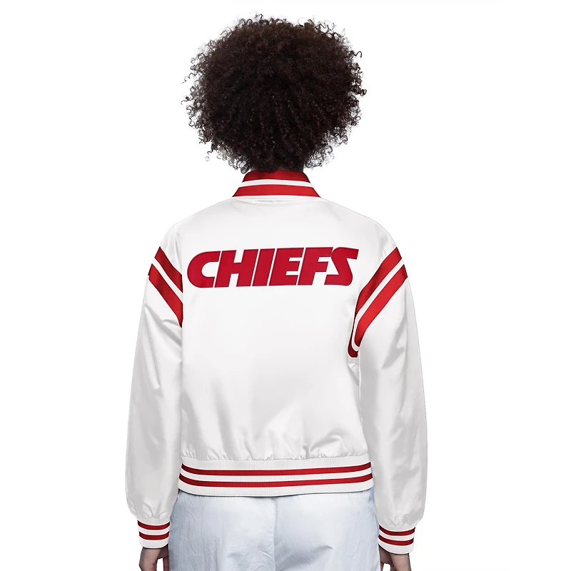 Veste en satin à boutons-pression Full Count Starter Cream Kansas City Chiefs pour femme