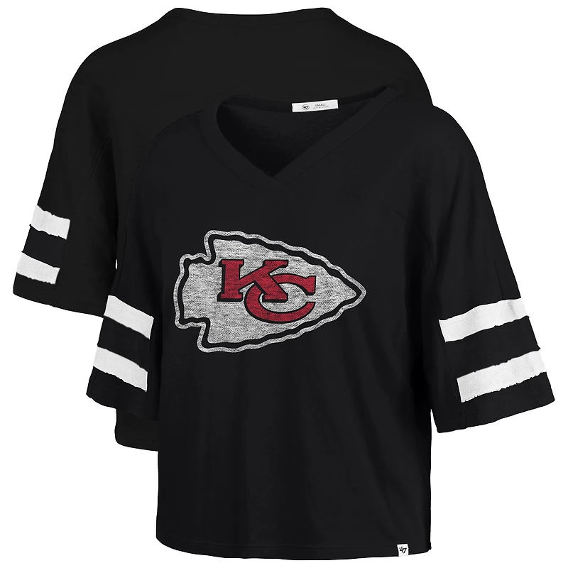 T-shirt court à col en V « 47 » noir pour femme, Kansas City Chiefs, Premier Scout