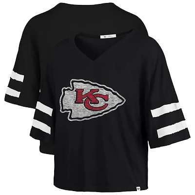 T-shirt court à col en V « 47 » noir pour femme, Kansas City Chiefs, Premier Scout