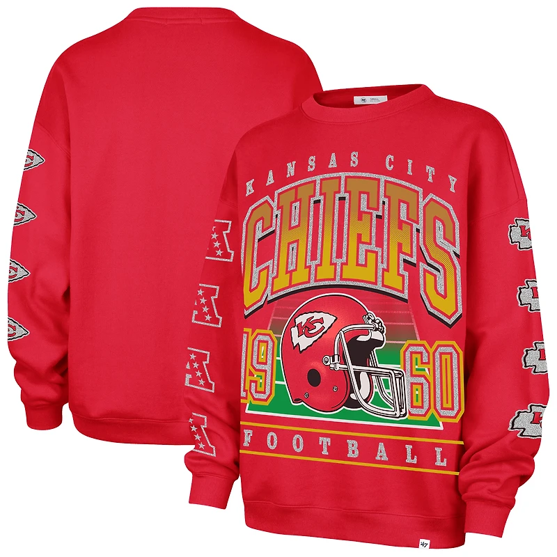 Women's '47 Red Kansas City Chiefs Go Big Oversized Pullover Sweatshirt