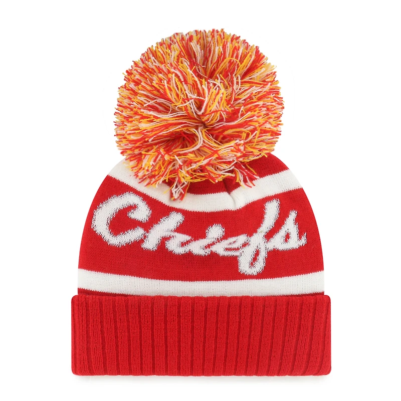 Bonnet en tricot à revers et pompon pour femme, modèle rouge '47 des Kansas City Chiefs