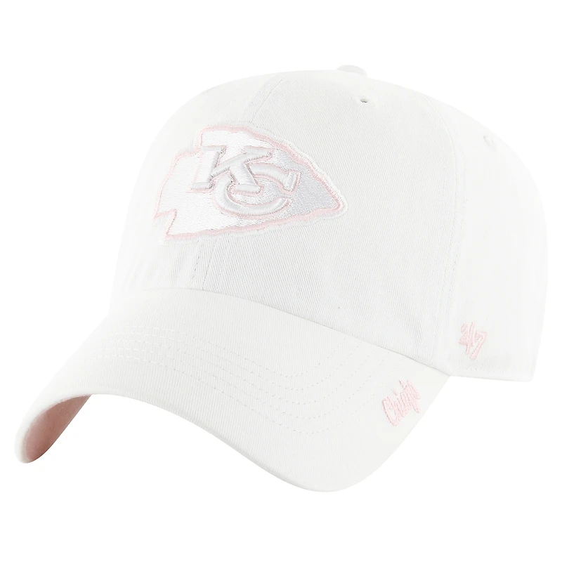 Women's '47 White Kansas City Chiefs Ballpark Cheer Clean Up Adjustable Hat