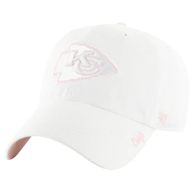 Casquette réglable '47 blanche Kansas City Chiefs Ballpark Cheer Clean Up pour femmes