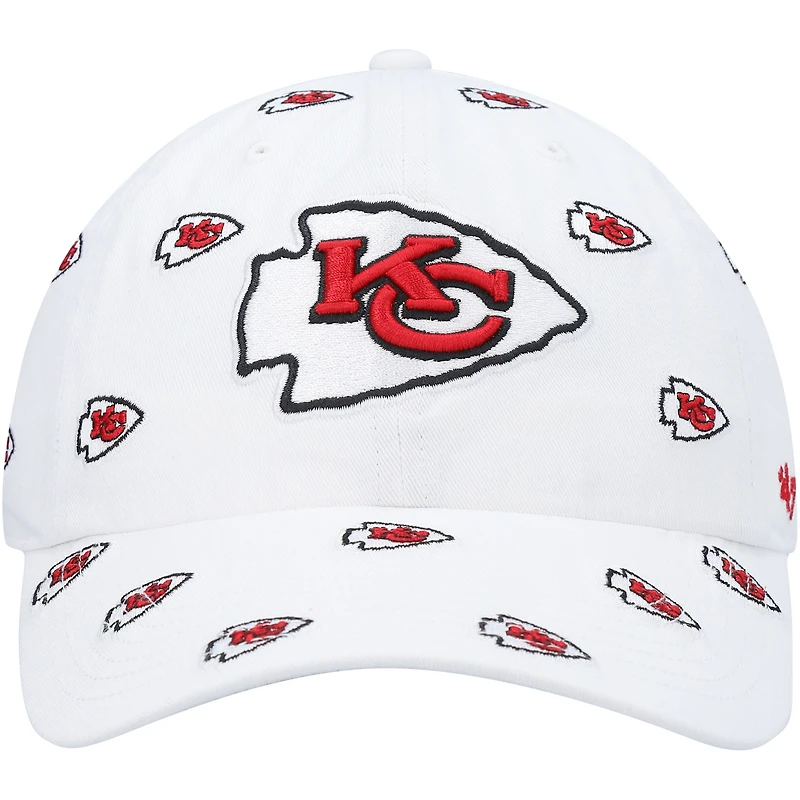 Casquette ajustable blanche Kansas City Chiefs « Confetti Clean Up » n° 47 pour femmes