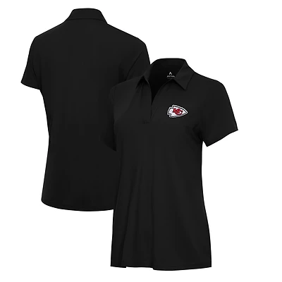 Women's Antigua  Black Kansas City Chiefs Era V-Neck Polo