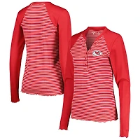 T-shirt à manches longues gaufré Maverick Henley rouge Antigua pour femme des Kansas City Chiefs