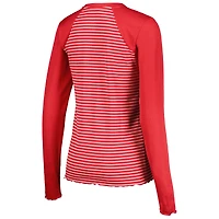 T-shirt à manches longues gaufré Maverick Henley rouge Antigua pour femme des Kansas City Chiefs