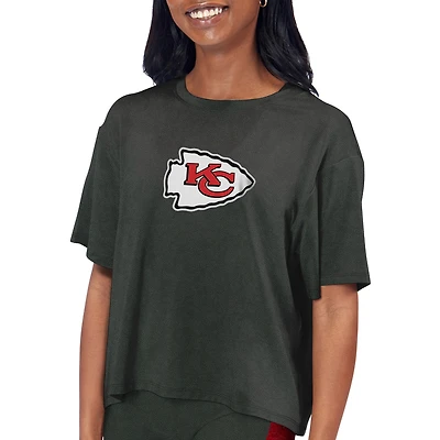 Women's Certo Charcoal Kansas City Chiefs Cropped T-Shirt