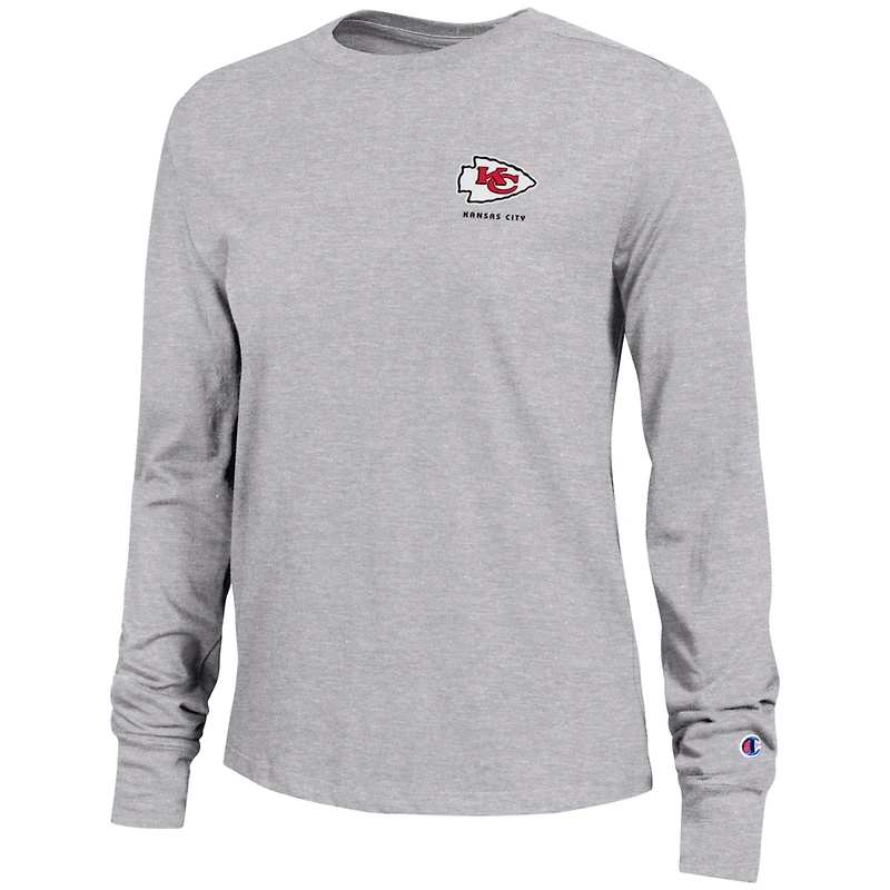 T-shirt à manches longues Core des Kansas City Chiefs, championne féminine, gris chiné