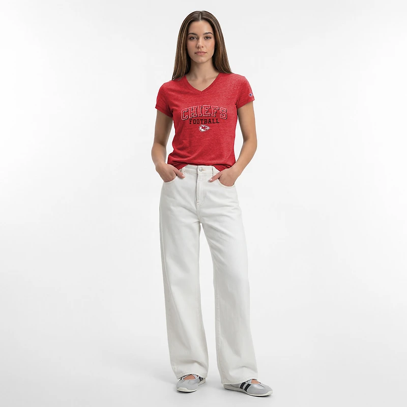 Women's Champion Red Kansas City Chiefs Triumph Tri-Blend V-Neck T-Shirt