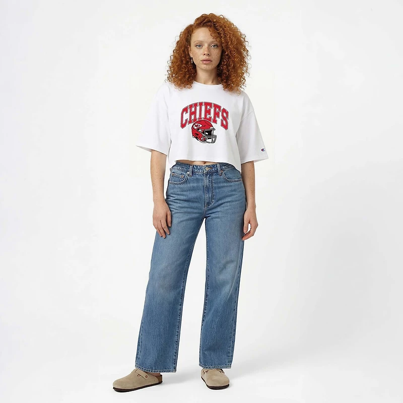 T-shirt court boyfriend blanc Champion Kansas City Chiefs pour femme