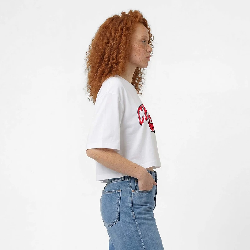 Women's Champion  White Kansas City Chiefs Boyfriend Cropped T-Shirt