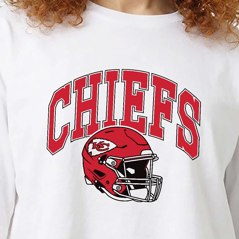 Women's Champion  White Kansas City Chiefs Boyfriend Cropped T-Shirt